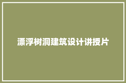 漂浮树洞建筑设计讲授片