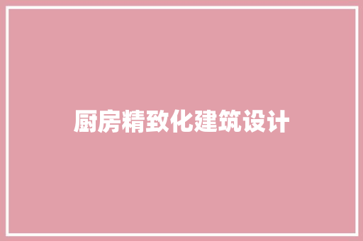厨房精致化建筑设计