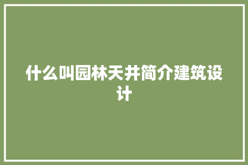 什么叫园林天井简介建筑设计