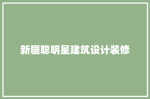 新疆聪明星建筑设计装修