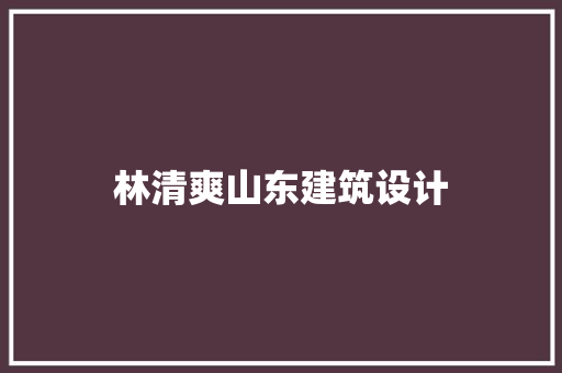 林清爽山东建筑设计