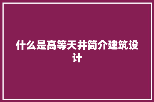 什么是高等天井简介建筑设计 施工管理