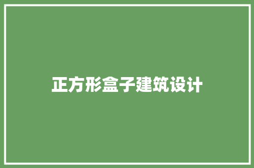 正方形盒子建筑设计 设计原则