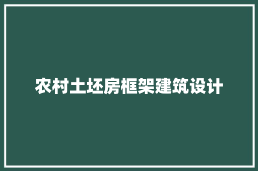 农村土坯房框架建筑设计