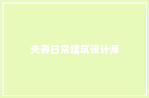夫妻日常建筑设计师 公共建筑设计