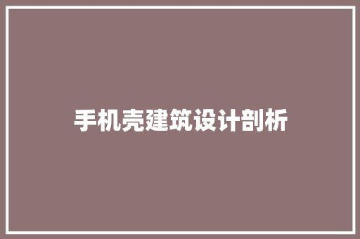 手机壳建筑设计剖析