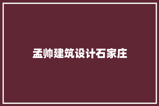 孟帅建筑设计石家庄