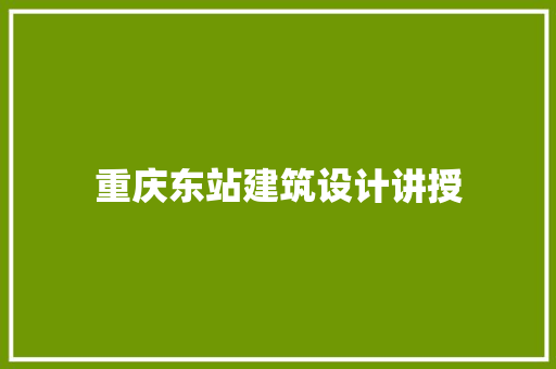 重庆东站建筑设计讲授
