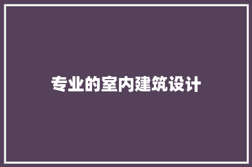 专业的室内建筑设计
