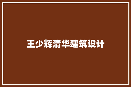 王少辉清华建筑设计
