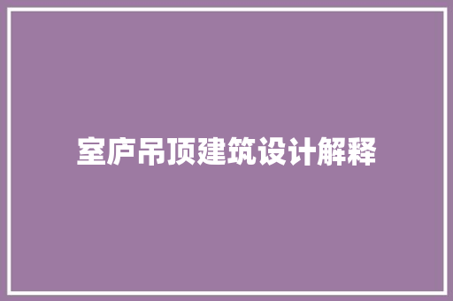 室庐吊顶建筑设计解释