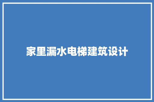 家里漏水电梯建筑设计