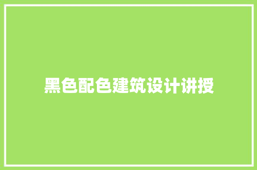 黑色配色建筑设计讲授 施工管理