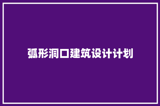 弧形洞口建筑设计计划