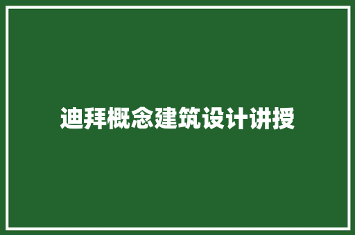迪拜概念建筑设计讲授