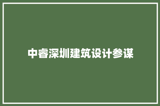 中睿深圳建筑设计参谋