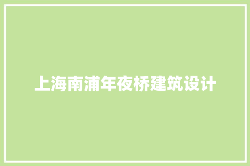 上海南浦年夜桥建筑设计