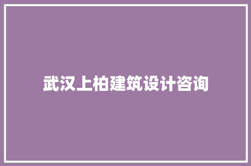 武汉上柏建筑设计咨询