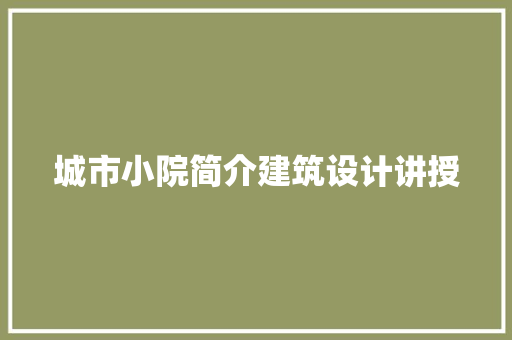 城市小院简介建筑设计讲授 新型材料