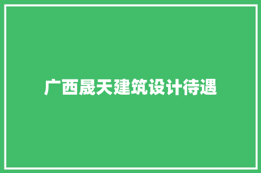 广西晟天建筑设计待遇