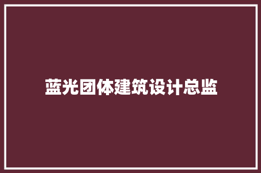 蓝光团体建筑设计总监