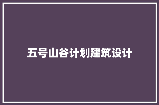 五号山谷计划建筑设计