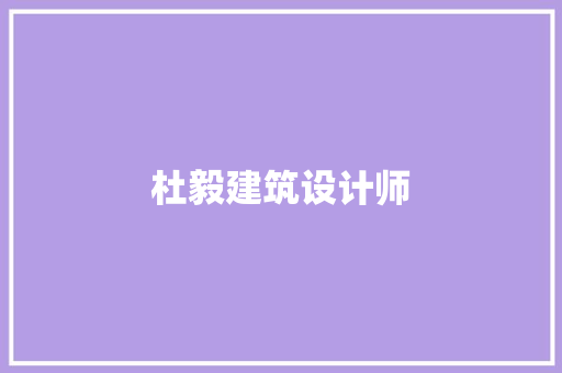 杜毅建筑设计师