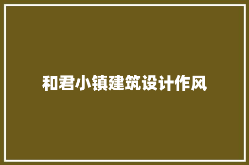 和君小镇建筑设计作风