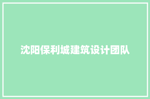 沈阳保利城建筑设计团队