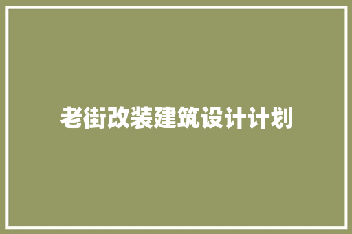 老街改装建筑设计计划
