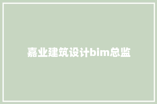 嘉业建筑设计bim总监