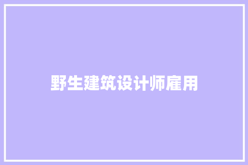 野生建筑设计师雇用