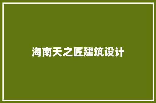 海南天之匠建筑设计