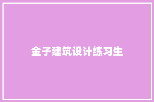 金子建筑设计练习生 住宅建筑设计