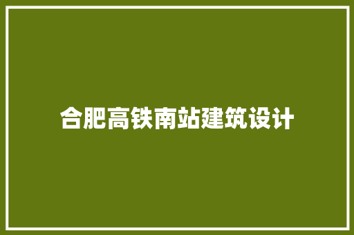 合肥高铁南站建筑设计