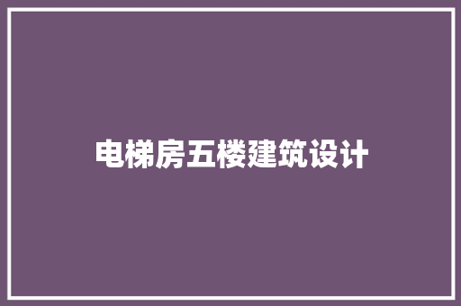 电梯房五楼建筑设计 建筑法规