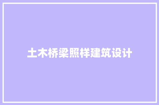 土木桥梁照样建筑设计 常见问题