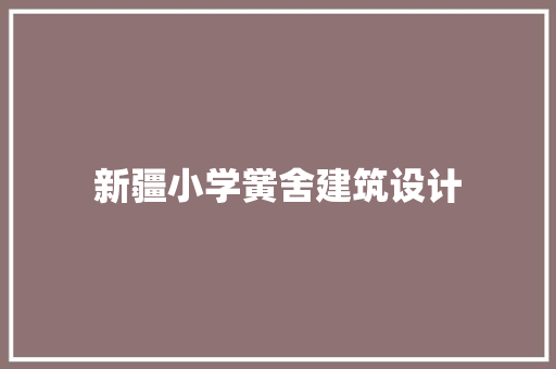 新疆小学黉舍建筑设计