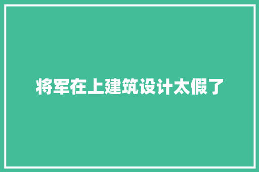 将军在上建筑设计太假了 常见问题