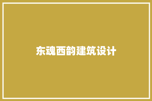 东魂西韵建筑设计