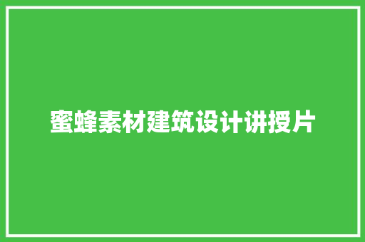 蜜蜂素材建筑设计讲授片