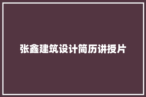 张鑫建筑设计简历讲授片