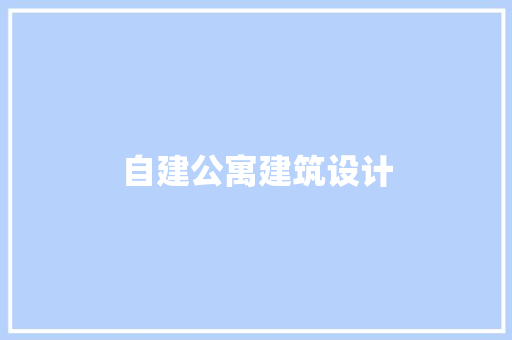 自建公寓建筑设计