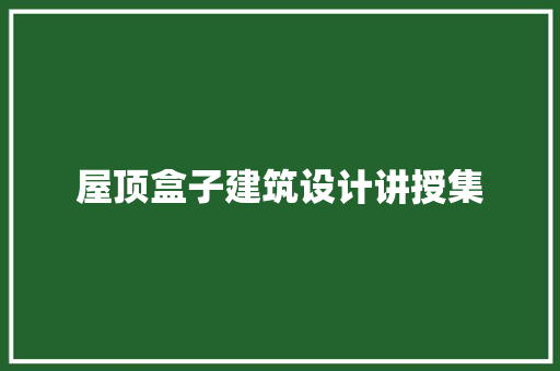 屋顶盒子建筑设计讲授集