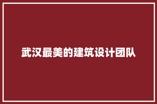 武汉最美的建筑设计团队