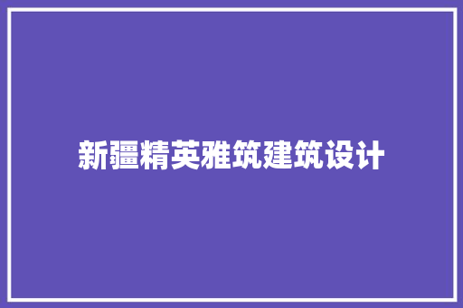 新疆精英雅筑建筑设计