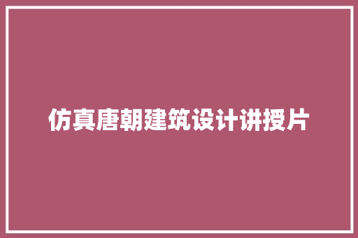 仿真唐朝建筑设计讲授片