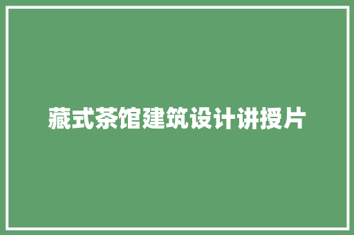 藏式茶馆建筑设计讲授片