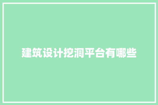建筑设计挖洞平台有哪些