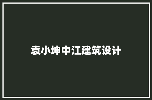 袁小坤中江建筑设计